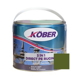 Vopsea alchidica pentru metal Kober 3 in 1, interior / exterior, verde oliv, 2.5 L