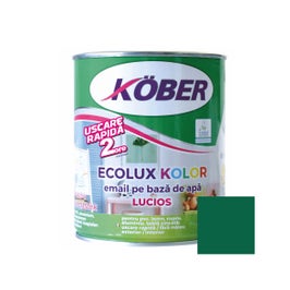 Vopsea pentru lemn / metal, Kober Ecolux Kolor, interior / exterior, pe baza de apa, lucios, verde, 0.6 L