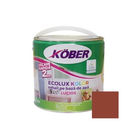 Vopsea pentru lemn / metal, Kober Ecolux Kolor, interior / exterior, pe baza de apa, lucios, maro, 2.5 L