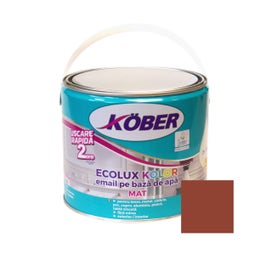 Vopsea pentru lemn / metal, Kober Ecolux Kolor, interior / exterior, pe baza de apa, mat, maro, 2.5 L