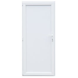 Usa exterior din PVC cu panel, Far Est, 3 camere, prag aluminiu, stanga, alb, 88 x 198 cm