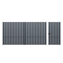 Porti metalice, set poarta pietonala (dreapta) si poarta auto, M71, otel, gri grafit, 4280 x 1800 mm