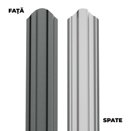 Sipca metalica pentru gard Bilka, gri grafit (RAL 7024) mat - fata, gri lucios - spate, 1900 x 92.9 x 0.5 mm