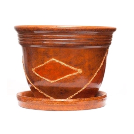 Ghiveci ceramic A2, maro, rotund, 16 x 12.5 cm
