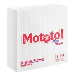 Servetele de masa Mototol Fine Touch, alb, 2 straturi, 33 x 33 cm, 40 buc / pachet
