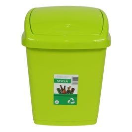 Cos gunoi Agora Plast din plastic, forma dreptunghiulara, verde, cu capac batant, 18 L