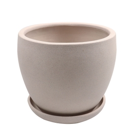 Ghiveci ceramic Dessert Sand, cu suport, bej, rotund, pentru interior, 30 x 26 cm