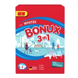 Detergent rufe automat Bonux 3 in 1 Ice Fresh, pentru rufe albe, 400 g