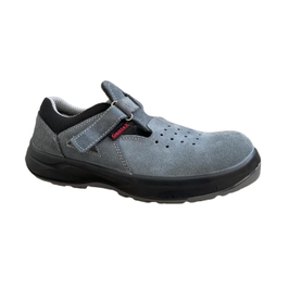 Sandale de protectie, cu bombeu metalic, Gantex 5200-S1, piele intoarsa, gri, marimea 39