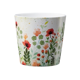 Ghiveci ceramic SK Dallas, model floral, multicolor, rotund, 14 x 13 cm