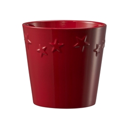 Ghiveci ceramic SK Starlight, rosu, rotund, 14 x 13 cm