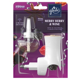 Odorizant camera Glade Merry Berry Wine, aparat electric + rezerva, fructe de padure si mirodenii, 20 ml