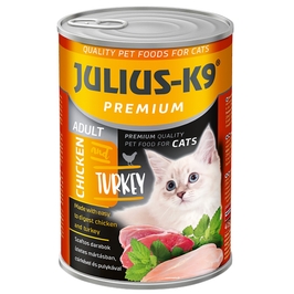 Hrana umeda pisici, Julius K9, adult, aroma pui si curcan, conserva 415 gr