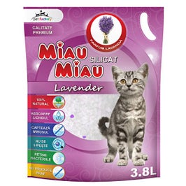 Asternut silicat Lavender, Miau Miau, pentru pisici, 3.8L