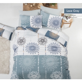 Lenjerie de pat, Grey Lace, 1 persoana, bumbac 100%, 160 x 220 cm, 3 piese