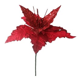 Decoratiune Craciun, tip floare, rosie, 24 cm, SYH19-010