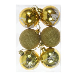 Globuri Craciun, galben + auriu, diametru 6 cm, set 6 bucati, SD19B-6-354