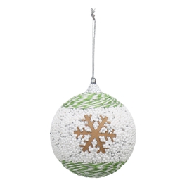 Glob decorativ Craciun, spuma, verde + alb, 8 cm, SYPMQB-1021227