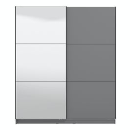 Dulap dormitor Sierra 180, gri grafit, 2 usi glisante, cu oglinda, 179 x 62.5 x 210 cm, 7C