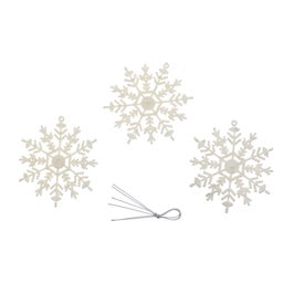 Decoratiune Craciun, tip fulg de nea, alb, 11.5 x 11.5 cm, set 3 bucati, SYXHP-262140