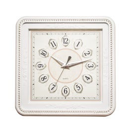 Ceas de perete D3328, analog, patrat, plastic, alb + crem, 42 x 42 cm