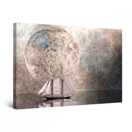 Tablou canvas dualview DTB8955, Startonight, Barca sub clar de luna, panza + sasiu lemn, 60 x 90 cm