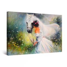 Tablou canvas dualview DTB10944, Startonight, Fata cu cal alb, panza + sasiu lemn, 120 x 80 cm