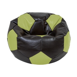 Fotoliu puf Mondo Ball, imitatie piele, wenge + verde, D74 cm