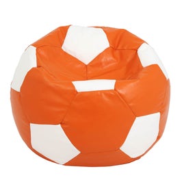 Fotoliu minge, imitatie piele, portocaliu + alb, D75 cm