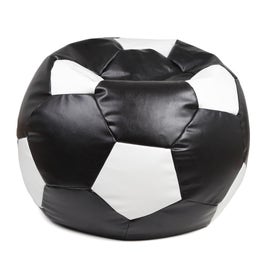 Fotoliu puf Mondo Ball, imitatie piele, negru + alb, D74 cm