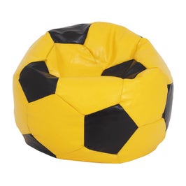Fotoliu puf Mondo Ball, imitatie piele, galben + negru, D74 cm