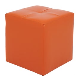 Taburet Cool tip cub, fix, patrat, imitatie piele, portocaliu, 35 x 35 x 36 cm
