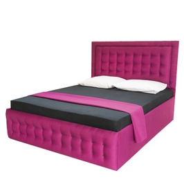 Pat dormitor Serena, o persoana, tapitat, cu lada, roz, 120 x 200 cm, H120, 3C