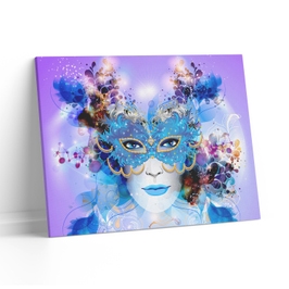 Tablou canvas Fata cu masca albastra, Picma, standard, panza + sasiu lemn, 40 x 60 cm