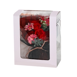 Aranjament flori de sapun D4063, rosu, 20 cm