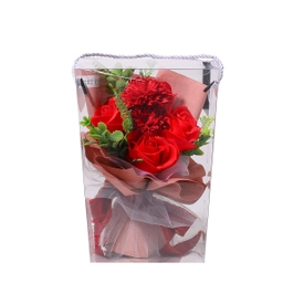 Aranjament flori de sapun D4079, rosu, 24 cm
