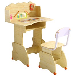 Birou si scaun pentru copii, reglabile pe inaltime, natur, 75 x 105 x 48 cm, 1C