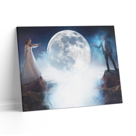 Tablou canvas Unire sub luna, Picma, standard, panza + sasiu lemn, 80 x 120 cm