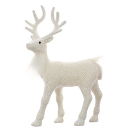 Figurina decorativa Craciun SYPMGD-1122187, model ren, alb, 14 x 21 cm