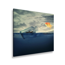 Tablou canvas Catching the Big Fish, SimplyArt, standard, panza + sasiu lemn de brad, 70 x 70 cm