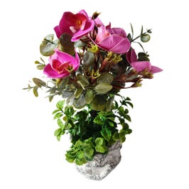 Aranjament flori artificiale 7272-03, planta in ghiveci, roz + verde, 28 cm