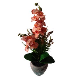Planta artificiala cu flori C37272-08, in ghiveci, roz + verde, 50 cm
