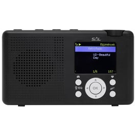 Radio digital prin internet / FM SAL INR 3000, 2 W, alimentare acumulator, conectare prin Wi-Fi, Bluetooth, ecran LCD, ceas digital, sleep timer, egalizator EQ, negru