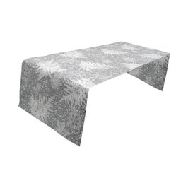 Traversa de masa Atria, model pentru Craciun, bumbac, gri + alb, 38 x 180 cm