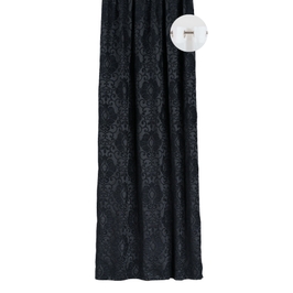 Draperie cu inele Mendola Interior, model Richard, Quadra, chenille, negru, semiopac, 135 x 245 cm