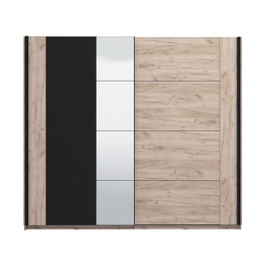 Dulap dormitor Lozere 245, stejar gri + negru, 2 usi glisante, cu oglinda, 245 x 63 x 217 cm, 7C