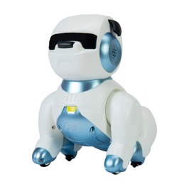 Robot inteligent interactiv PNI Robo Dog, control vocal, butoane tactile, acumulator 3.7 V, alb + albastru
