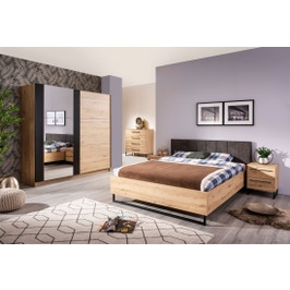 Dormitor complet Sardinia 160, dulap 2 usi, stejar artisan + gri, 5 piese, 13C