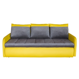 Canapea extensibila 3 locuri Slim, cu lada, gri + galben, 207 x 104 x 83 cm, 3C