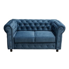 Canapea fixa 2 locuri Chesterfield, albastra, 168 x 90 x 80 cm, 1C